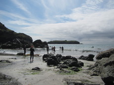 Getting into the water, Mullion Cove, Cornwall - 2016.